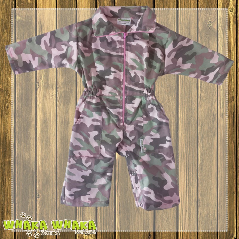 Whaka Whaka Long sleeve pink camo overall